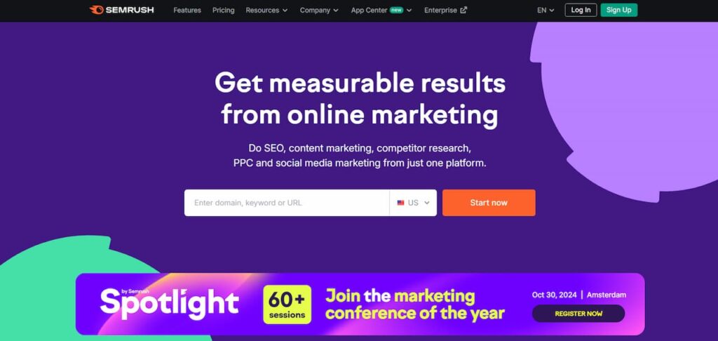 Semrush home page